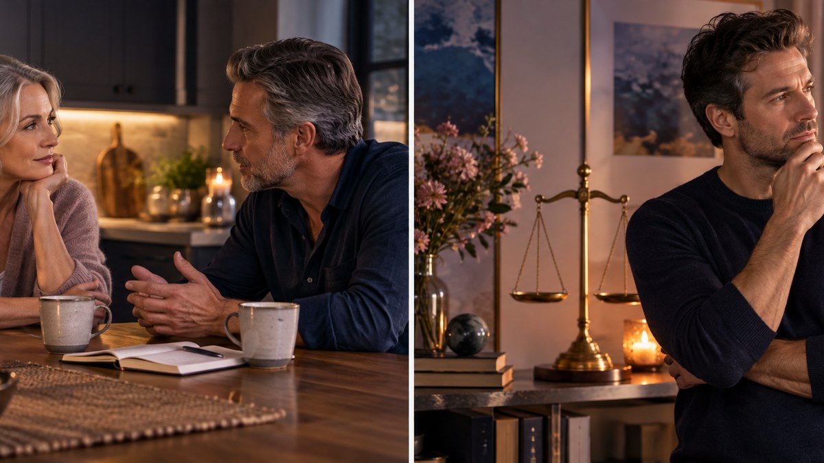 Two people talking openly at a café instead of guessing through messages